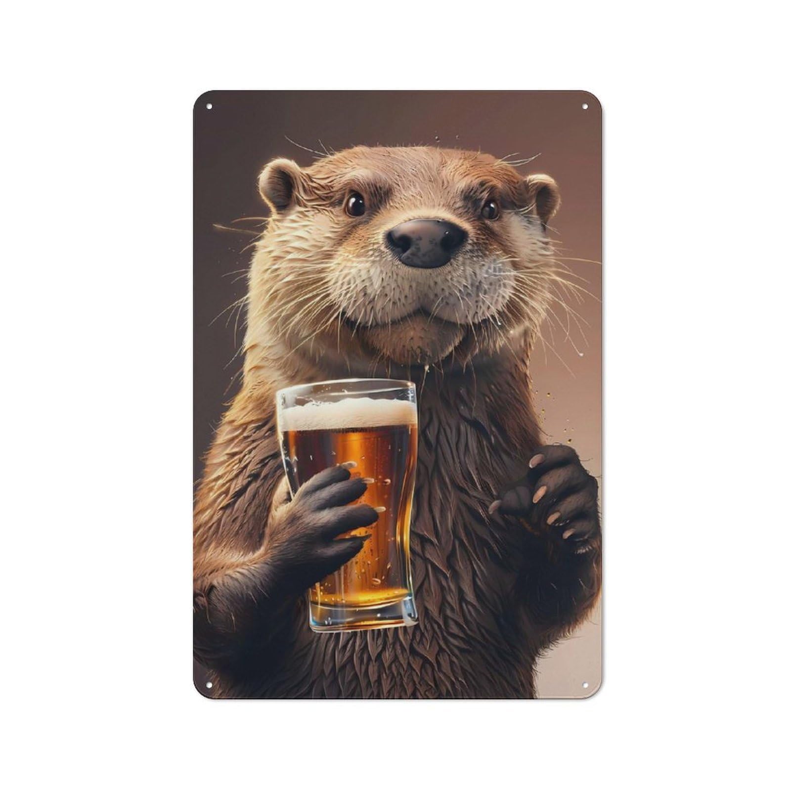 Otter Beer Classic Metal Wall Decor 30x20cm, Metal Wall Plaque for Hobby Room, Office, Lounge Or Living Room