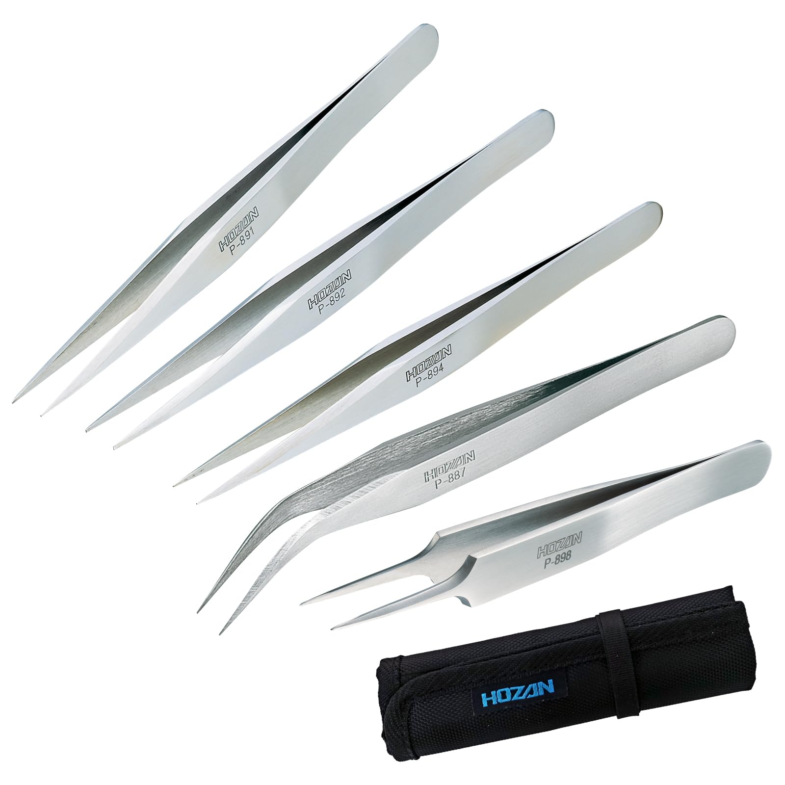 Amazon | ホーザン(HOZAN) 強力型ピンセット5本セット ケース付き