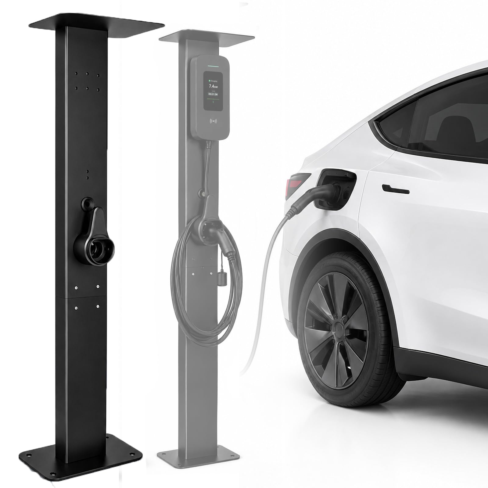 Wallbox podstawa stojaka z uchwytem na kabel, odporny na warunki atmosferyczne stojak słupa ładowania EV, uniwersalny słupek montażowy do stacji ładowania samochodów elektrycznych