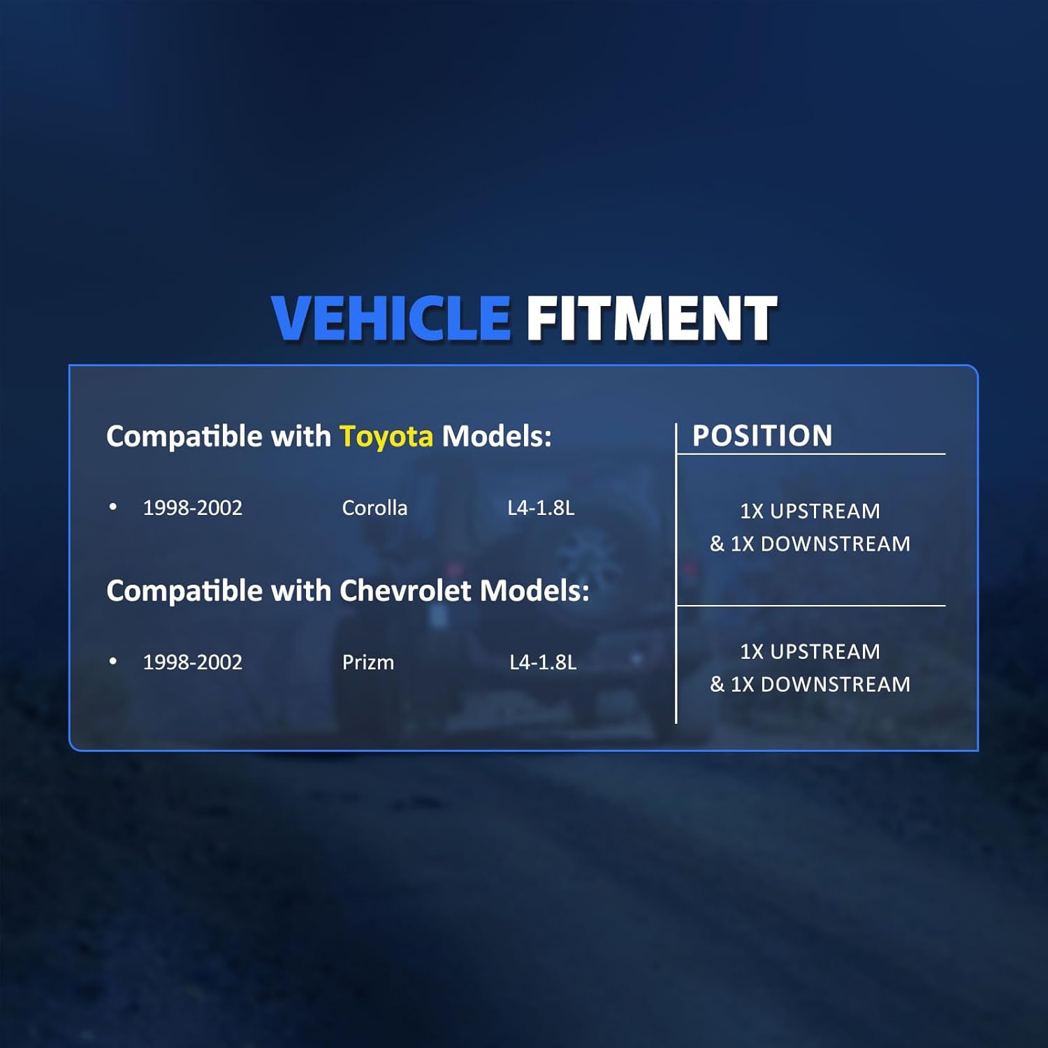 Maxfavor 234-4205 234-4061 2Pcs Upstream Downstream O2 Oxygen Sensor Replacment for Chevy Prizm to-yota Corolla 1998 1999 2000 2001 2002 O2 Sensor L4 1.8L Only for FWD