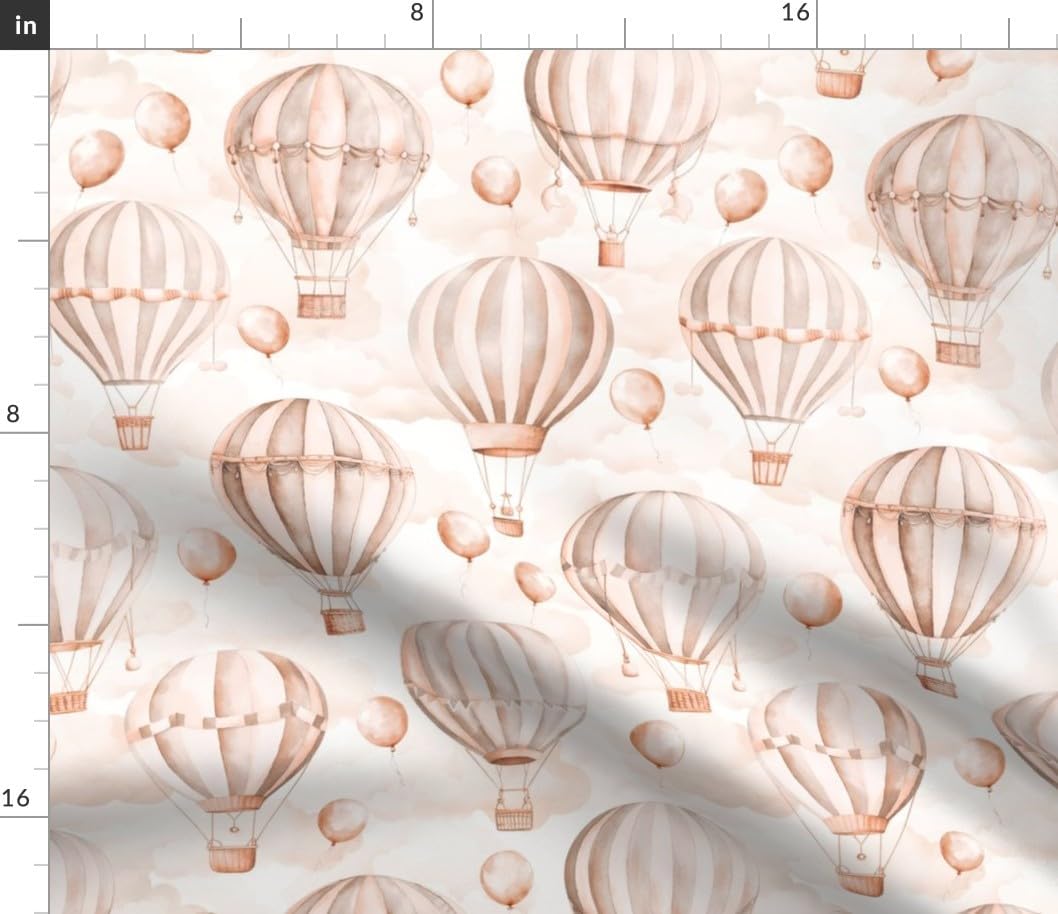 Spoonflower Fabric - Neutral Balloon Soft Pastel Hot Air Whimsical Fun Cute Happy Cheerful Printed on Petal Cotton Fabric Fat Quarter - Sewing Quilting Apparel Crafts Decor