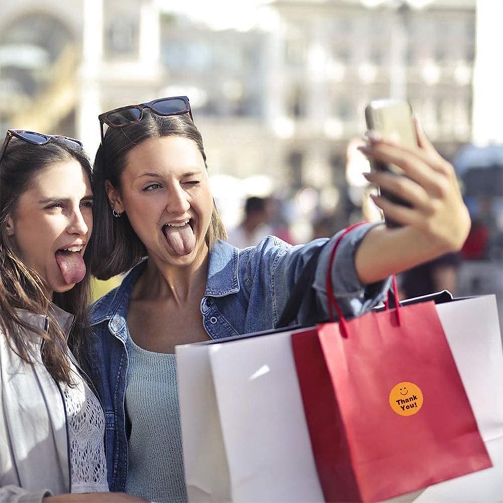 500 Pcs Thank You Stickers 8 Designs Colorful Smiley 1 Inch Thank You Sticker for Packaging Thank You Stickers for Baking Packaging Envelope Seals Small Business Thank You Label - Image 5