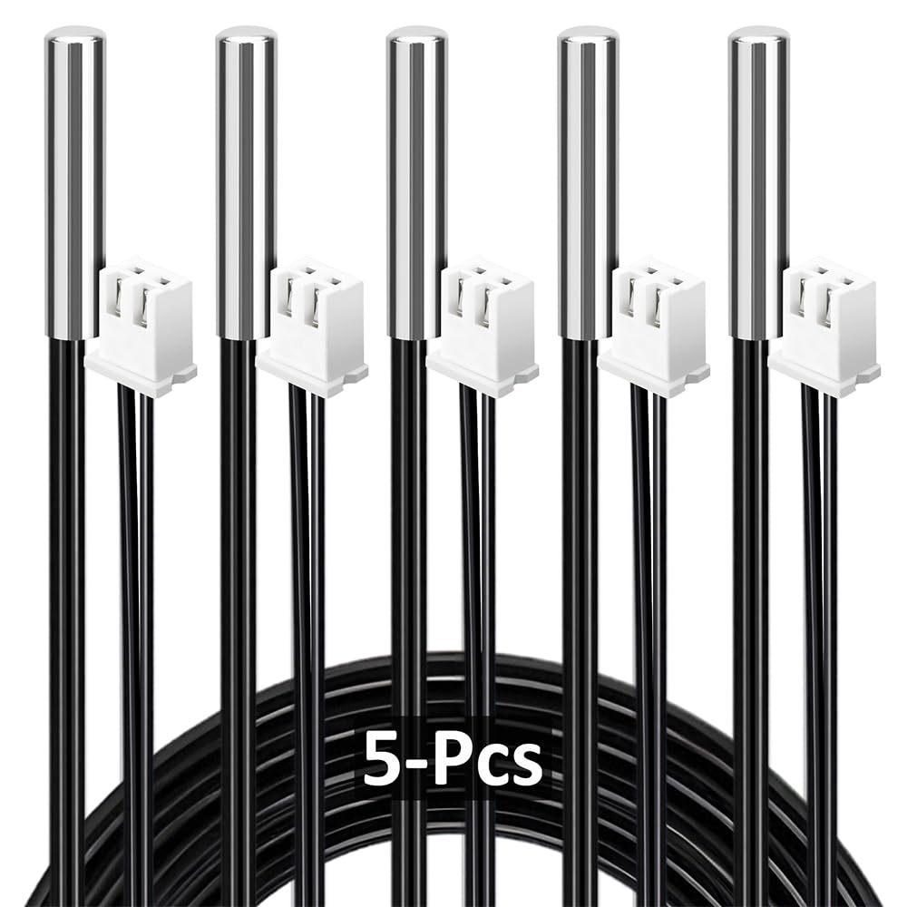 5PCS High Accuracy Temperature Sensor Probe, Premium B3950 Ntc 10k Thermistor Sensor, Waterproof Design, Durable, Easy to Install, Suitable for Water Dispenser/DIY/HVAC, Ideal for the Masses