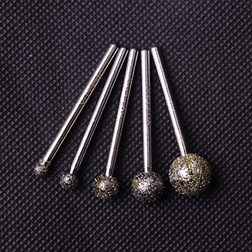 Diamond Mounted Point Atoplee 36# Coated Course Burrs Set Fits Rotary Tools,Diamond Tools Set For Jewelry,Glass,Stone,Ceramic,Gemstones Lapidary (Large Coarse Sand Ball,5Pcs) #TOP4