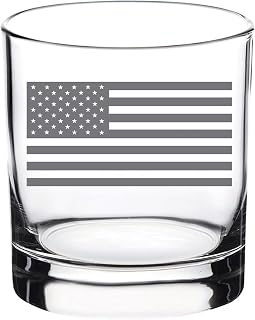 Rogue River Tactical Subdued USA Flag Old Fashioned Whiskey Glass Gift For Military Veteran Active Duty Patriotic American