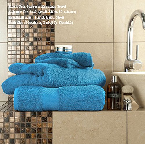 Egyptian Cotton Bath Towel 700gsm Thick Bathroom Super Soft Combed Highly Absorbent 70 x 120 Cm, Peacock