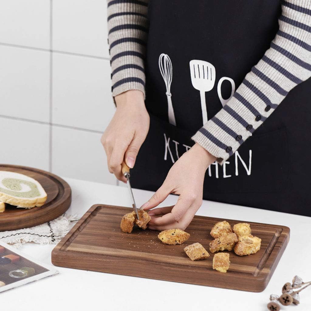 Cutting Board-Solid Wood Rectangular/Round Steak Board with Slot Kitchen Cutting Board Three Sizes Suitable for Vegetables/Cheese/Fruit (Color : 33 * 23 * 2cm/1.08 * 0.75 * 0.06inch) (33*23*2cm/