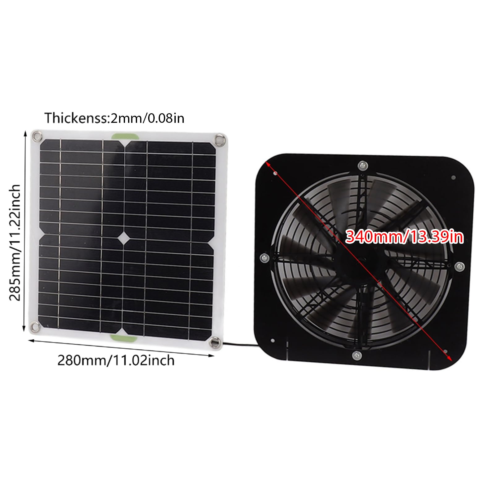 Ventola di scarico a energia solare per pollaio, serre, capanni, set di pannelli solari impermeabili per esterni, accessori di ventilazione, pannello monocristallino