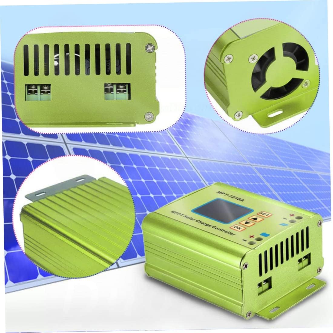 Mppt Solar Charge Controller Mpt-7210a Lcd Display 24v-72v 10a Adjustable for Lithium Battery