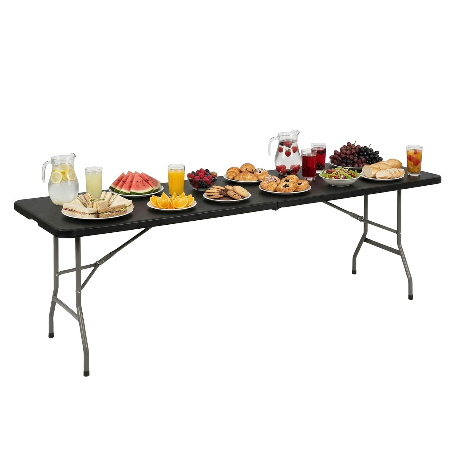 BestOffice 4 FT Picnic Table Folding Table Camping Plastic Table Fold Up Table Lock for Party Event, Black — view 18