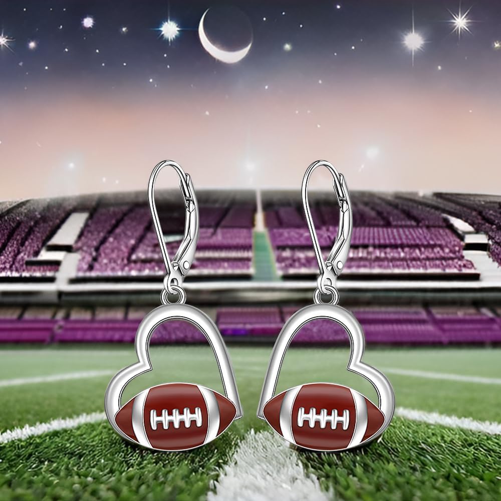Football Earrings for Women Basketball Volleyball 925 Sterling Silver Rugby Ball Sport Earrings Dangle Drop Small Jewelry Gifts for Sport Lovers - Image 4