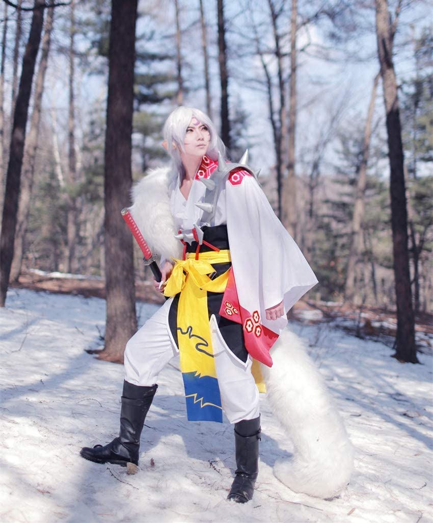 Amazon.co.jp: 「桜时」犬夜叉 殺生丸 ウィッグ 鎧 尻尾 豪華