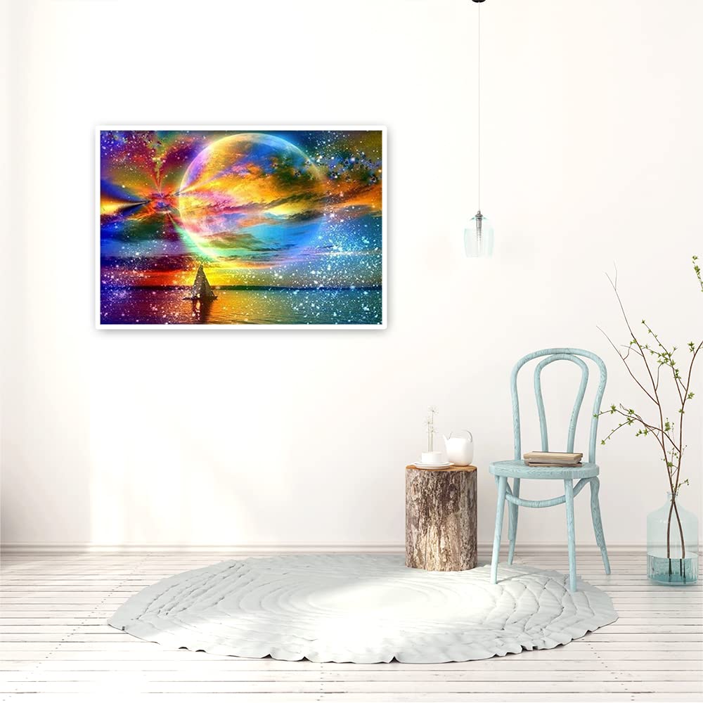 DCIDBEI 50X40CM 5D DIY Diamond Painting Paysage Aurore,Carré Broderie Diamant Chalet Moulin à Vent, Tableau Strass Diamant Adultes Craft Art pour la Décor Mur à la Maison Salon Escalier