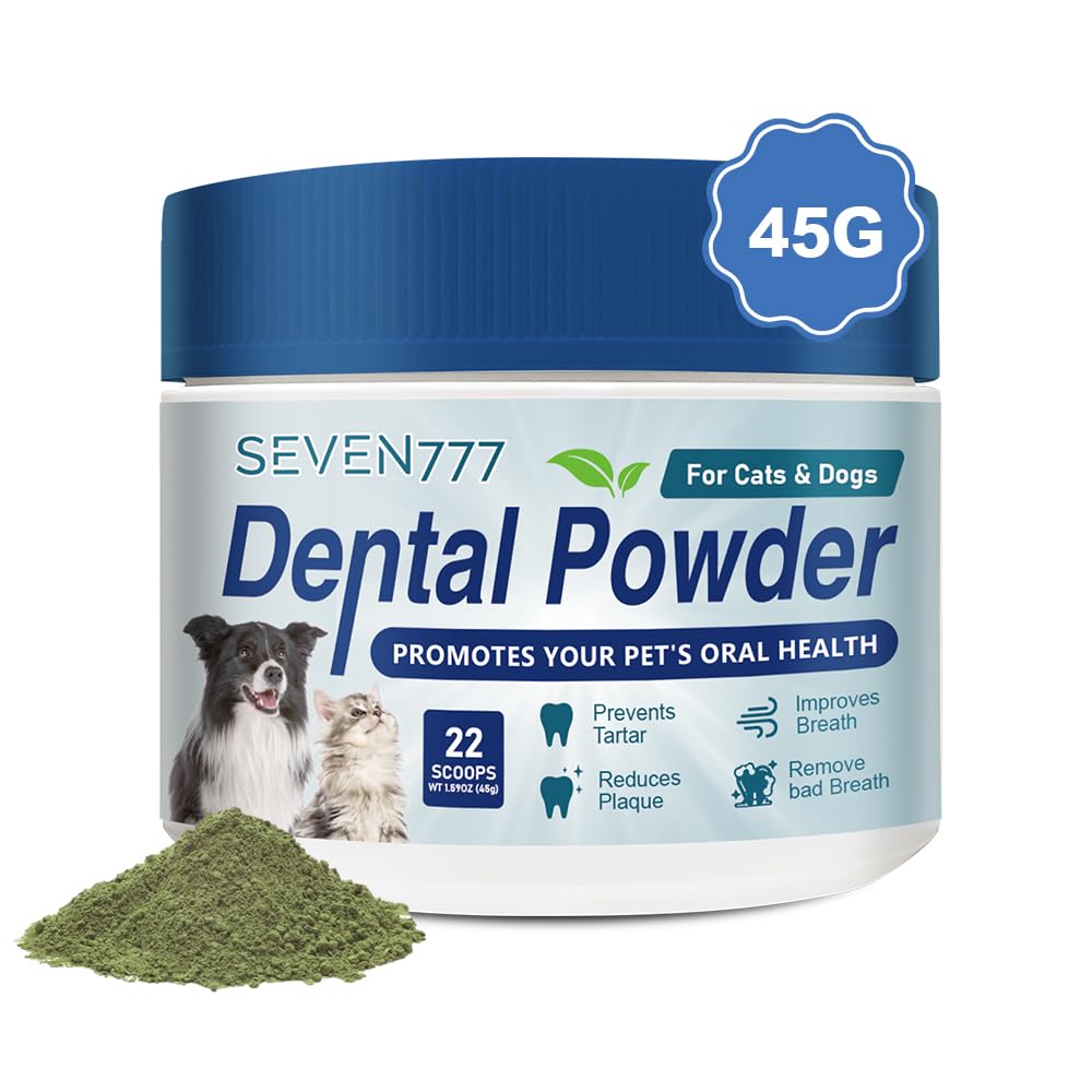 Seven777 Pet Dental Powder,Teeth Cleaning Powder for Dogs and Cats, Plaque &amp; Bad Breath Off,Dental Care Supplies for Small, Medium, Large Dogs and Cats