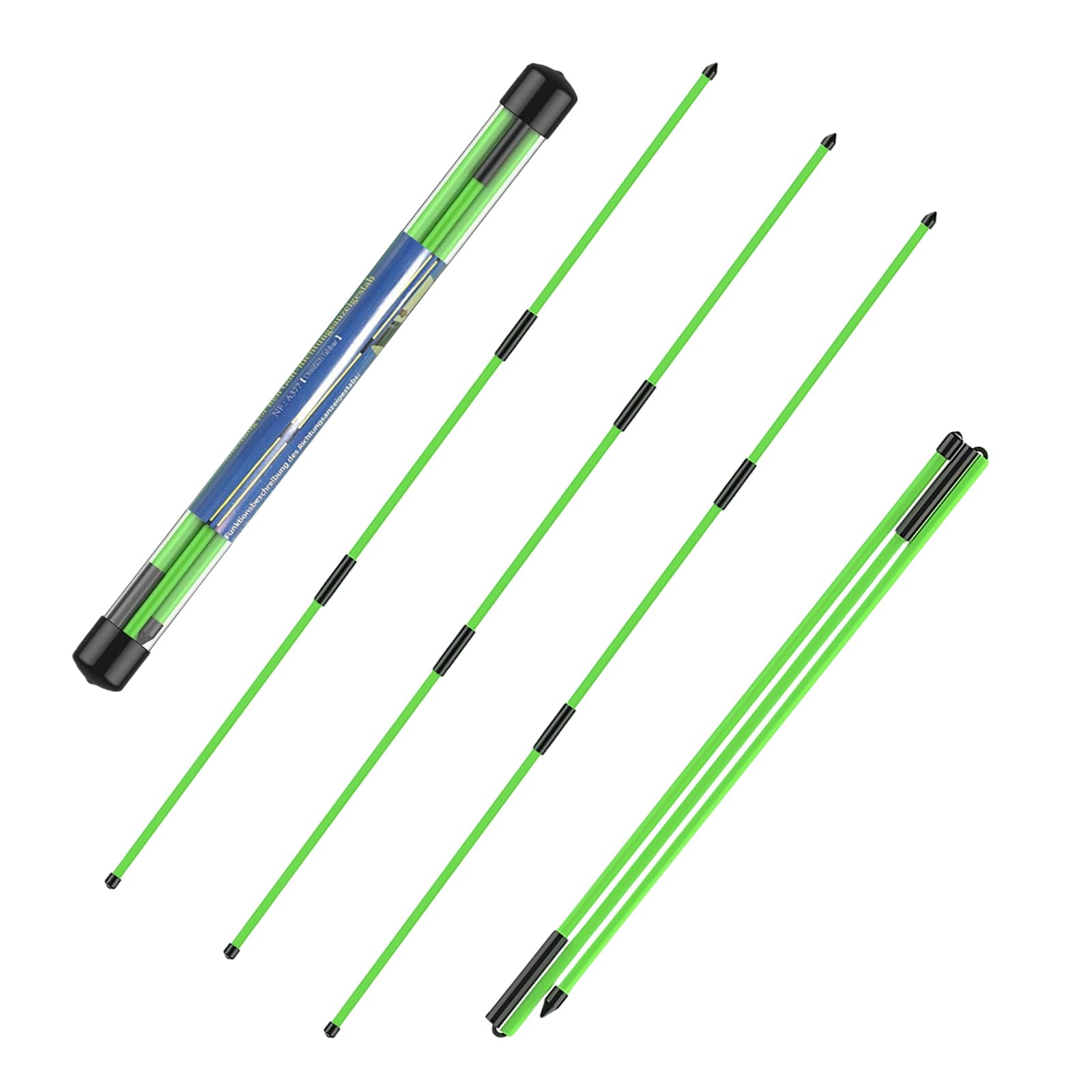 flintronic Golf Alignment Stick, 3PCS Golf Practice Training Aid, Collapsible Golf Practice Rods for Aiming, Putting, Full Swing, Posture Corrector, with Clear Tube Case，Green