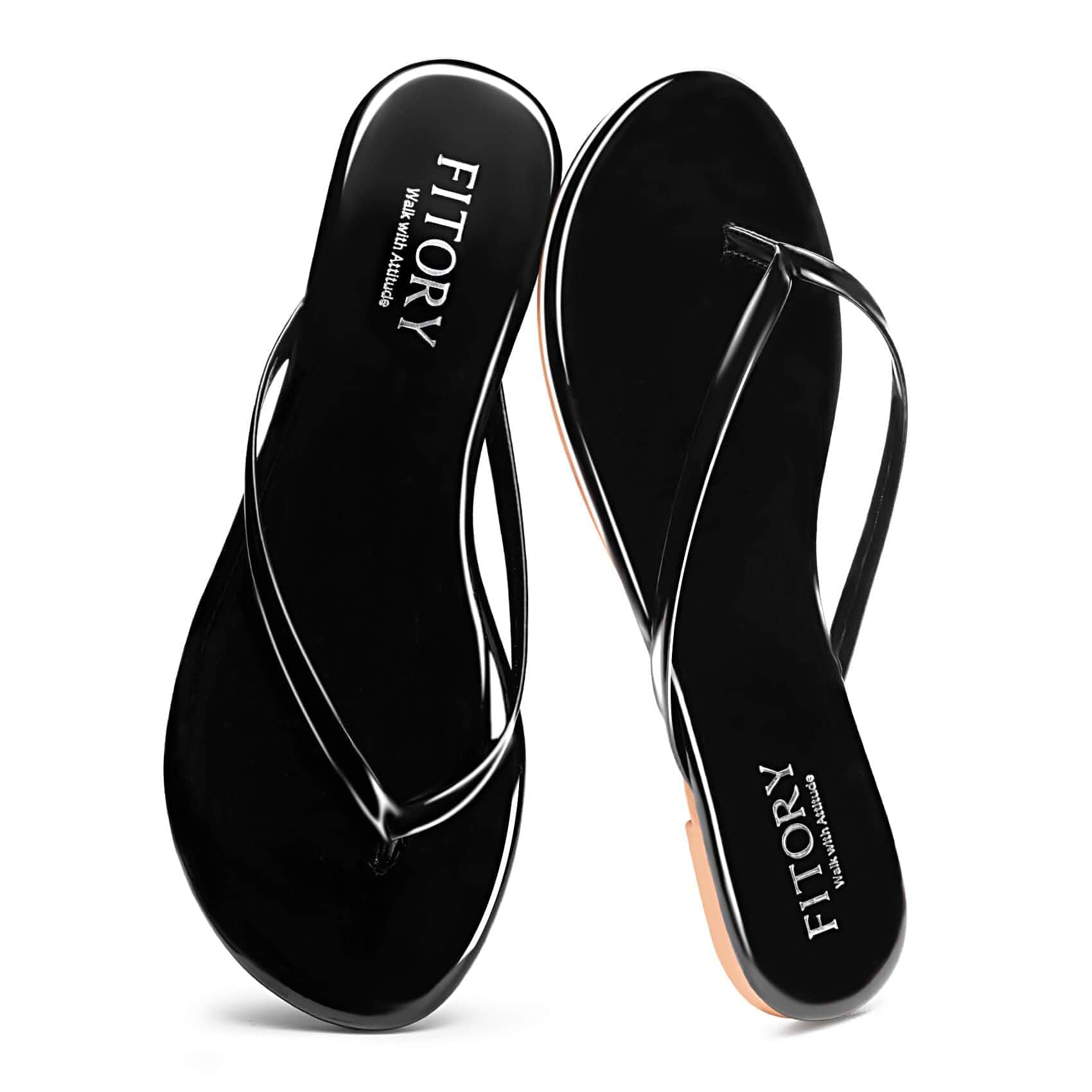 FITORY Womens Flip Flops Fashion Casual Thong Walking Slide Summer Sandals Comfortable, Lightweight, Beach Flat Sandals, Dressy, Round toe, Vegan Leather, Open Toe