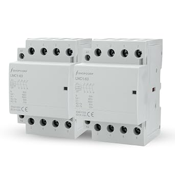 4 Pole Contactor 120v Coil Normally Open 60 amp IEC 400V AC Contactor - 110/120VAC Coil, Motor Load 40A, Lighting Load 60A, Silent Operation with Mounting Base for DIN Rail | 2 Pack