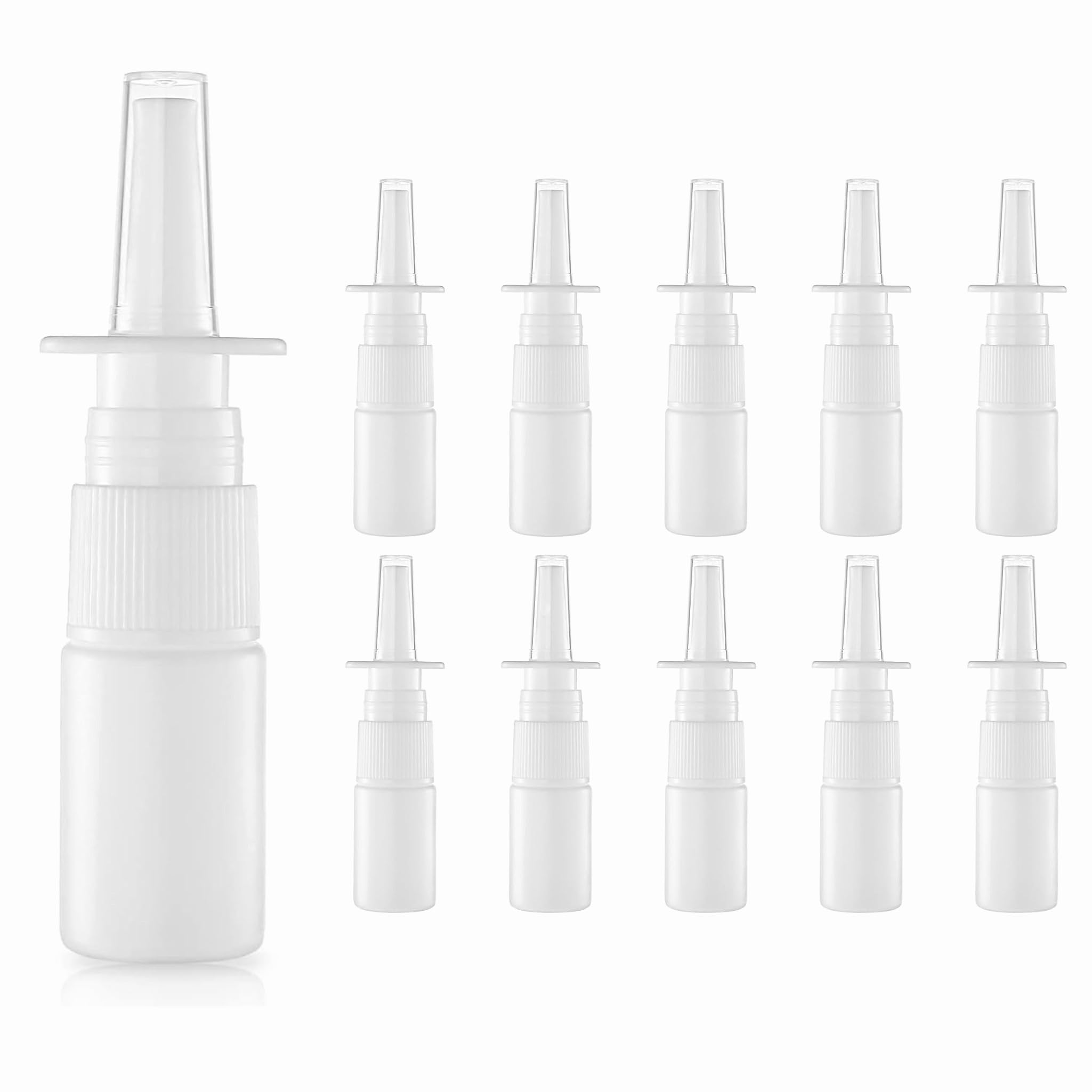 Artibetter White 20 Pack Empty Nasal Spray Bottles 10Ml - Fine Mist Saline Spray Bottle Refillable, Mini Empty Travel Atomiser For Essential Oils, Perfume, Alcohol, Home & Outdoor Use
