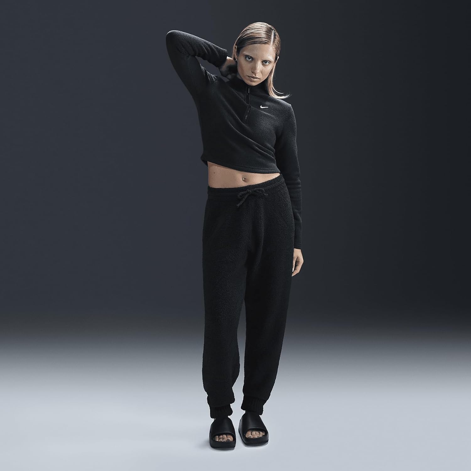 Nike Sportswear Phoenix Cozy Bouclé Women's High-Waisted Oversized Knit Pants (FZ1703-010, Black) - Image 5