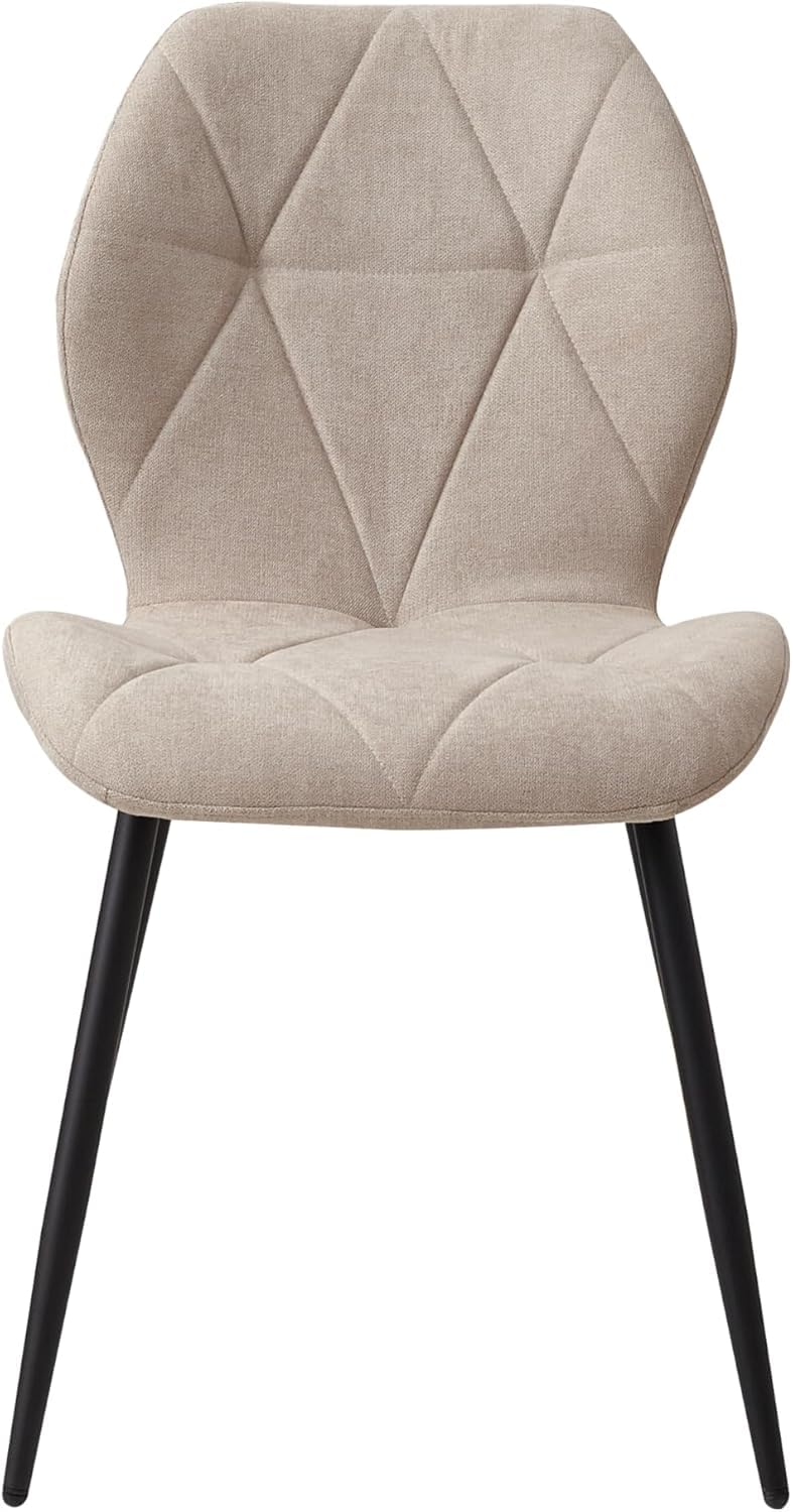 Juego de Mesa y Sillas de Comedor, Mesa de Comedor Redonda con 4 Sillas Tapizadas (Tela de Lino), Ideal para Cocina, Sala, Comedor (Natural_Caqui)