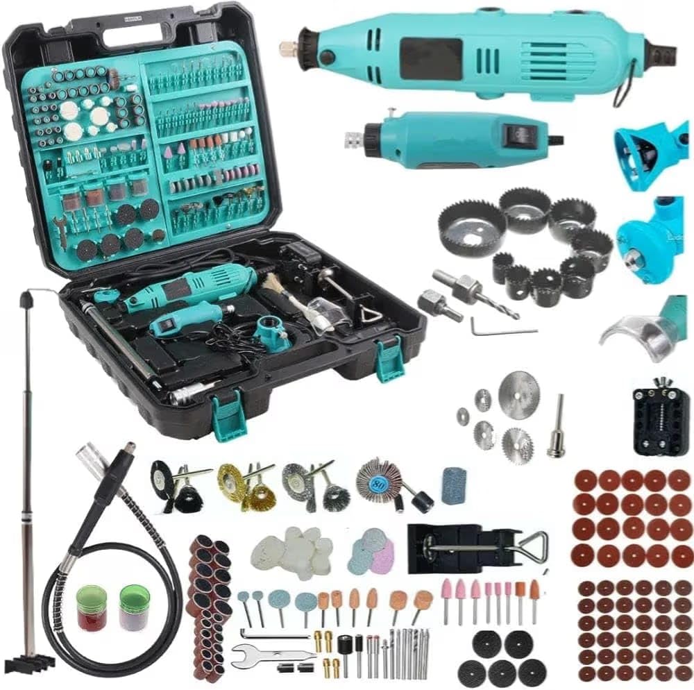 350PCS Die Grinder Kit | 130W Corded + 12V Mini Rotary Tool | 8,000-30,000 RPM Variable Speed | Quick-Change Collet | Flexible Shaft | Precision Rotary Tool Kit with Carry Case-image-30