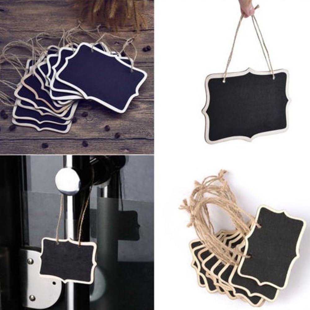 Mała tablica do zawieszenia, mini tablica do pisania kredą ze sznurkiem jutowym, dwustronna, mini tablice do pisania kredą, mała, drewniana, mała, zmywalna, mini tablica kredowa #1, 100