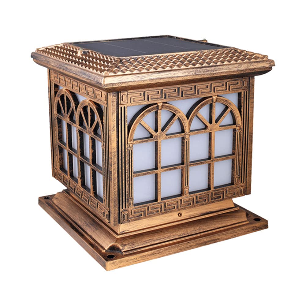OZBMA Classical Solar Cap Lights Outdoor Garden Post Light Waterproof Powered Lamp Retro Decorative Wall Lanterns for Yard Patio (size_name 9.8in*8.6in)