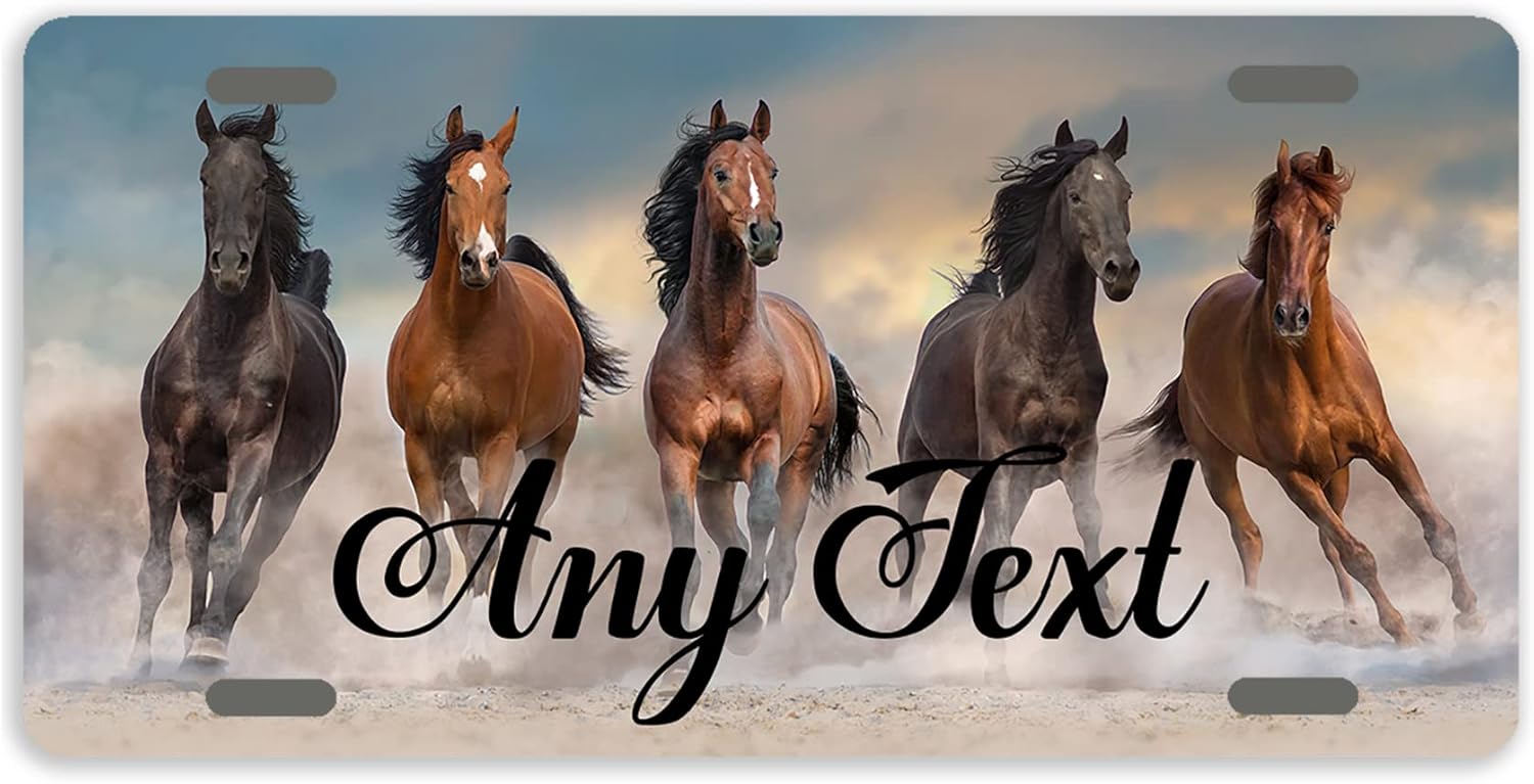 Horse License Plate Horse Running in Desert Storm