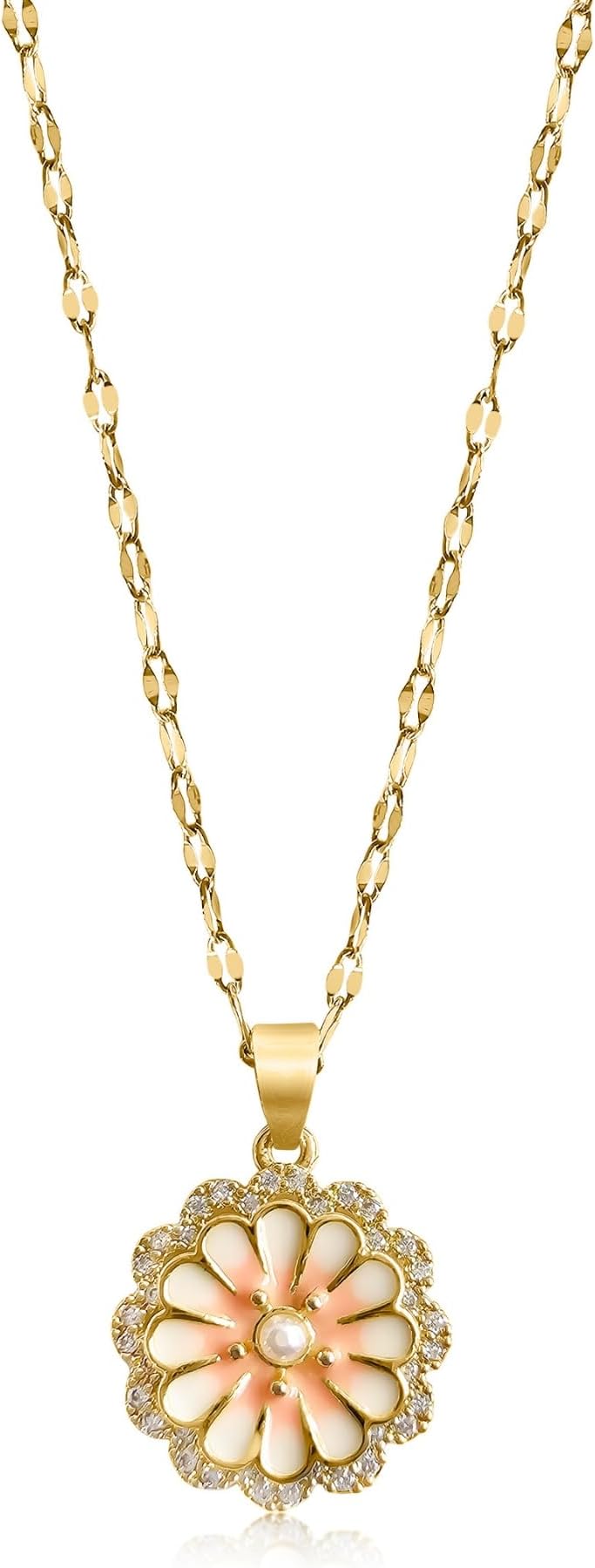 Dainty Gold Necklace for Women - 18K Gold Plated Chain with Cute Flower Pendant - Birthday Gifts for Women, Mom and Girls - Handmade Jewelry - Daizy