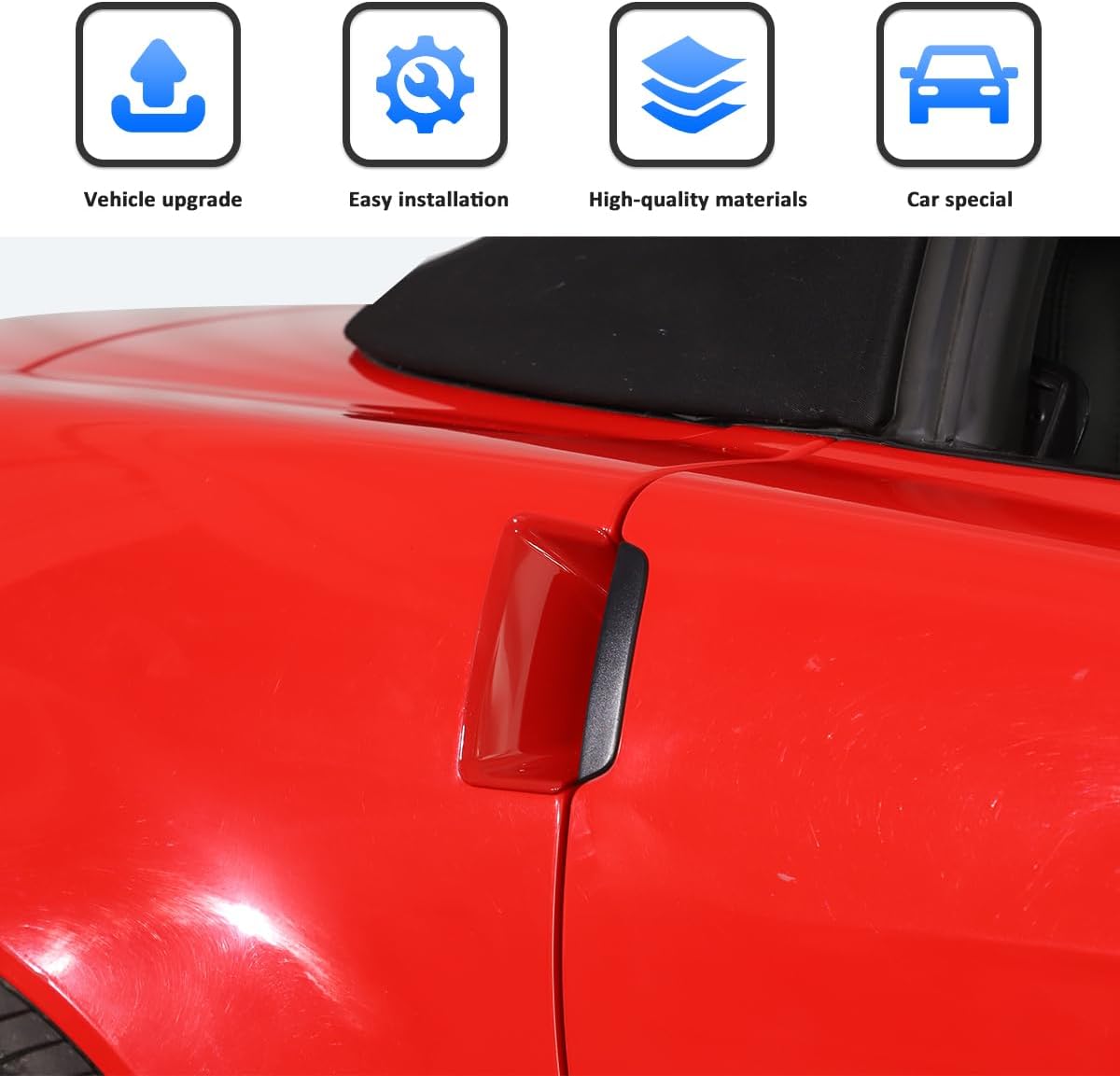 Carbon Fiber Look Cover Trims Accessories Body Door Handle Bowl Moulding for Chevrolet Corvette C6 2005-2013 Car Door Handle Bowl Cover Trim Frame (Red)