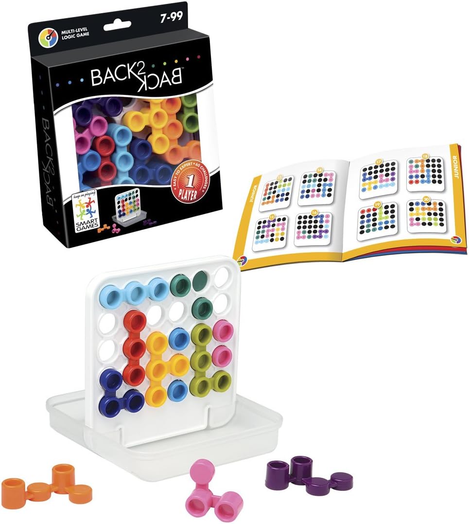 SmartGames Back 2 Back game board with colorful pieces
