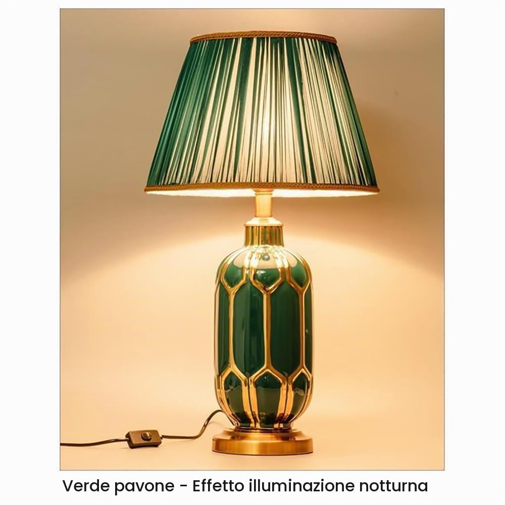 Lampada da tavolo in ceramica americana a LED Arte moderna di lusso Soggiorno Villa Hotel Studio Camera da letto Comodino Scrivania Luce (Stile 1)