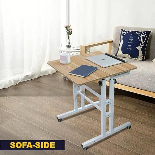 Miniatura 5 de AIZ escritorio móvil de pie, escritorio ajustable para computadora portátil, con ruedas, para oficina en casa, estación de trabajo, escritorio para