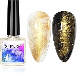 Gold Marble Watercolor Ink Nail Painting Nail Art Blooming Nail Polish Flower Nail Art Design