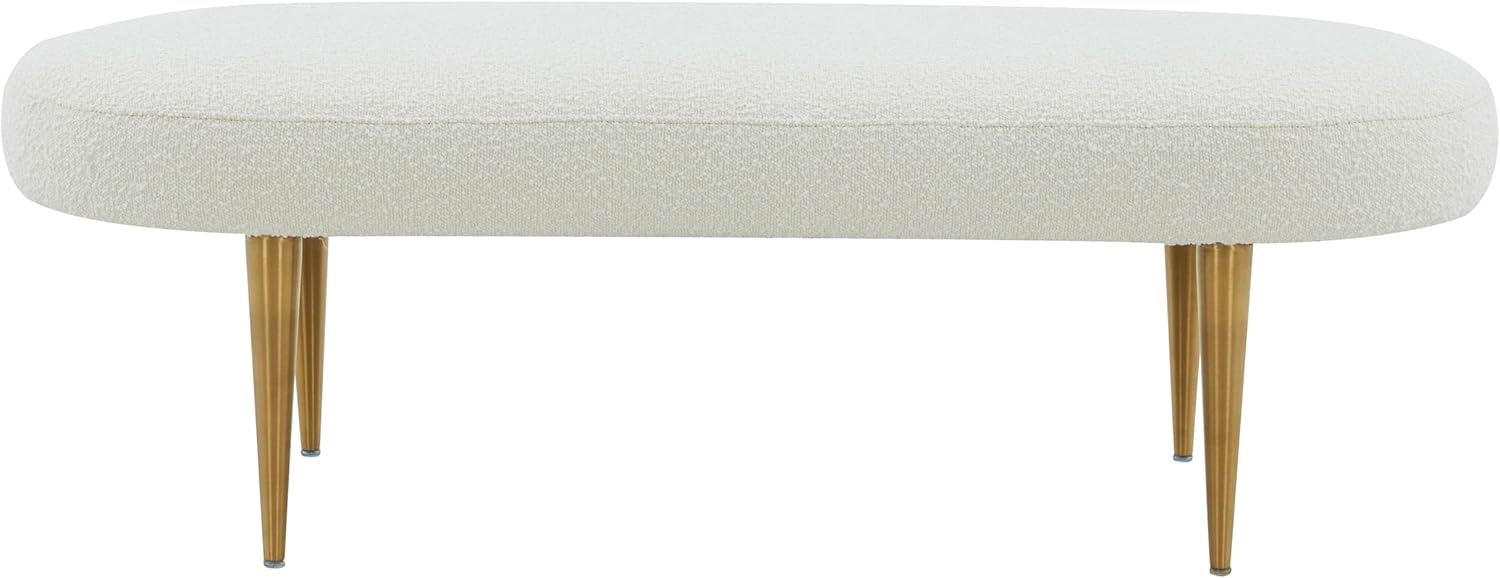 SAFAVIEH Couture Collection Corinna Glam Ivory Boucle/Gold Leg Oval Bench