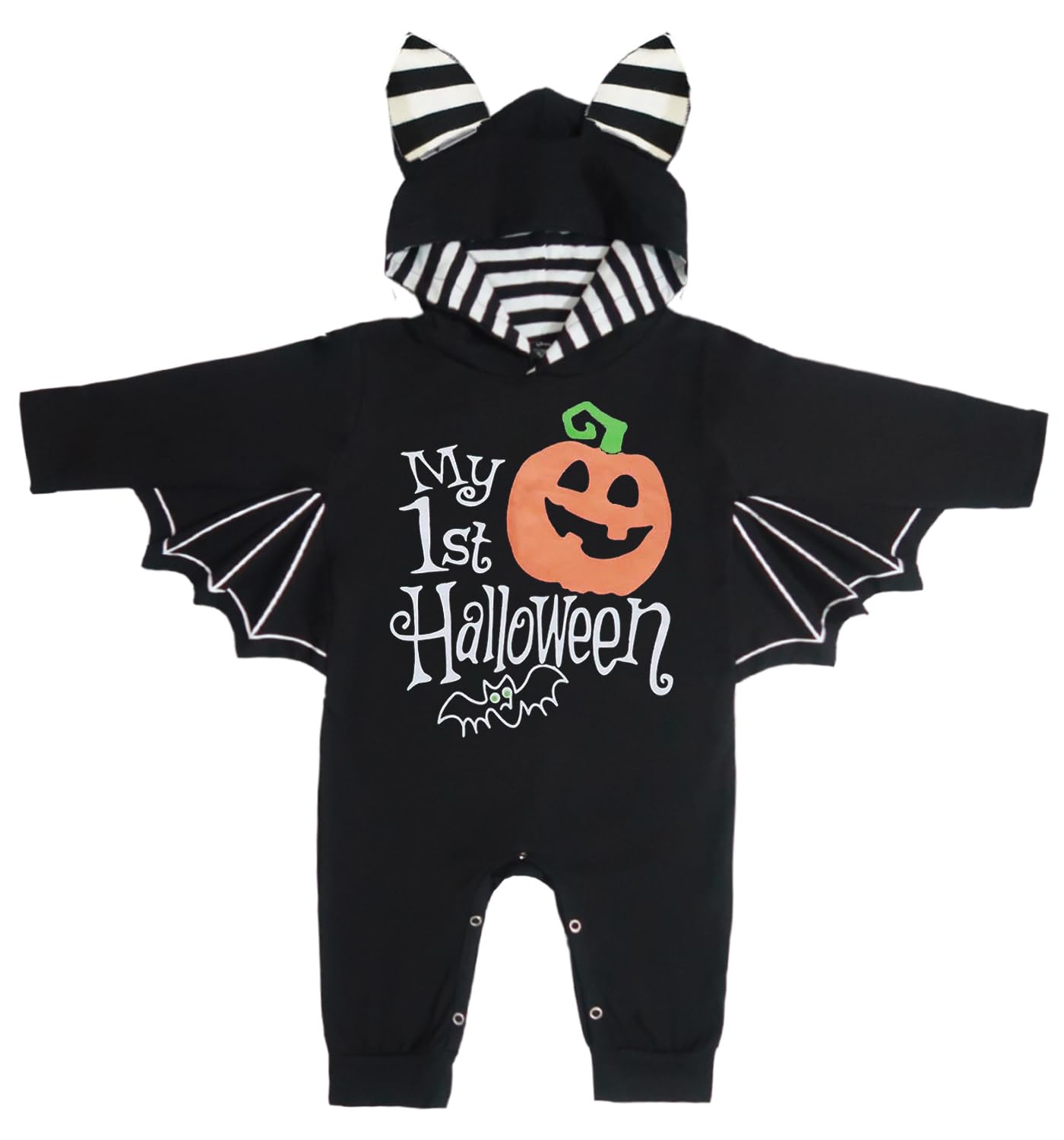 Baby Bat Costume My 1st Halloween Outfit Pumpkin Newborn Baby Boy Costume Black Bat Bodysuit Long Sleeve Romper With Hats