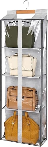 mumisuto Organizador de bolso colgante para armario, bolso transparente organizador de almacenamiento para armario, organizador de bolso sobre la