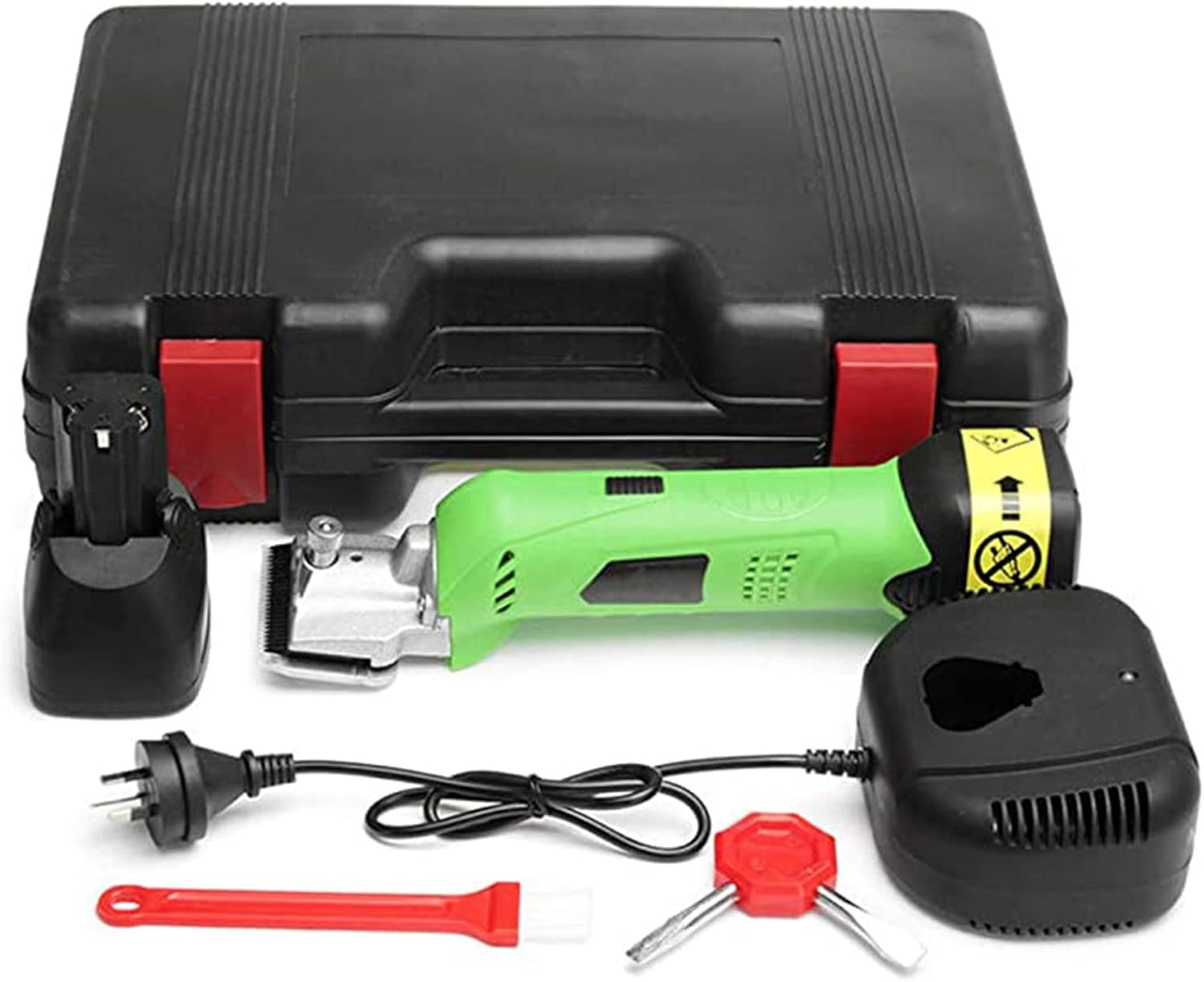 Cordless Rechargeable Professional Equine Trimmer, 450W High Power Heavy Duty Pet Clippers Set, for Horses, Llamas, Cattle, Goats, Alpacas,Red-220V (Green 110V)