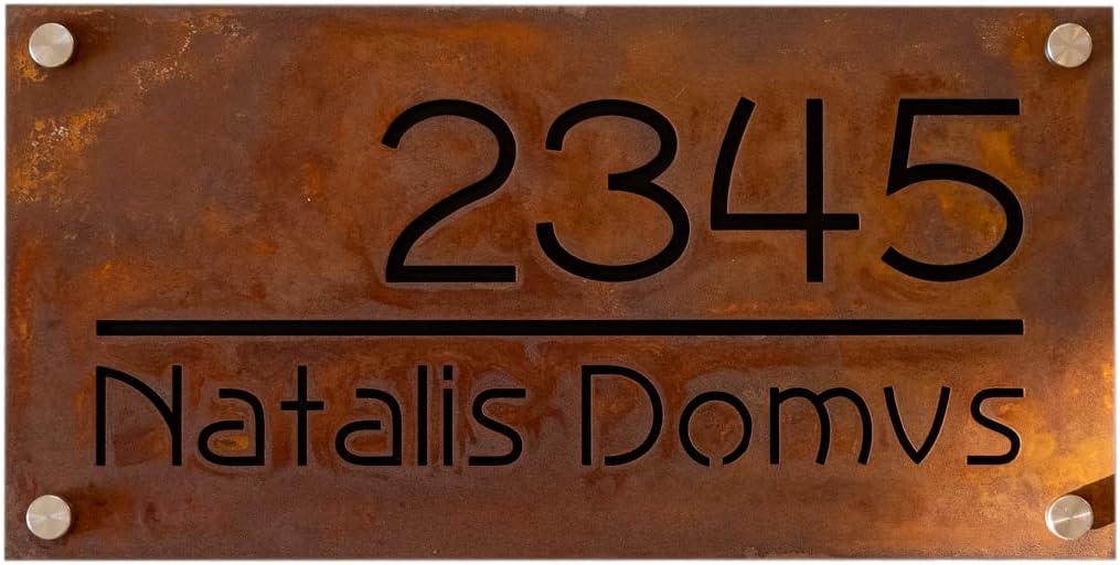 Rusted Steel Modern House Number for Outside, Address Number Plate, House Numbers Modern