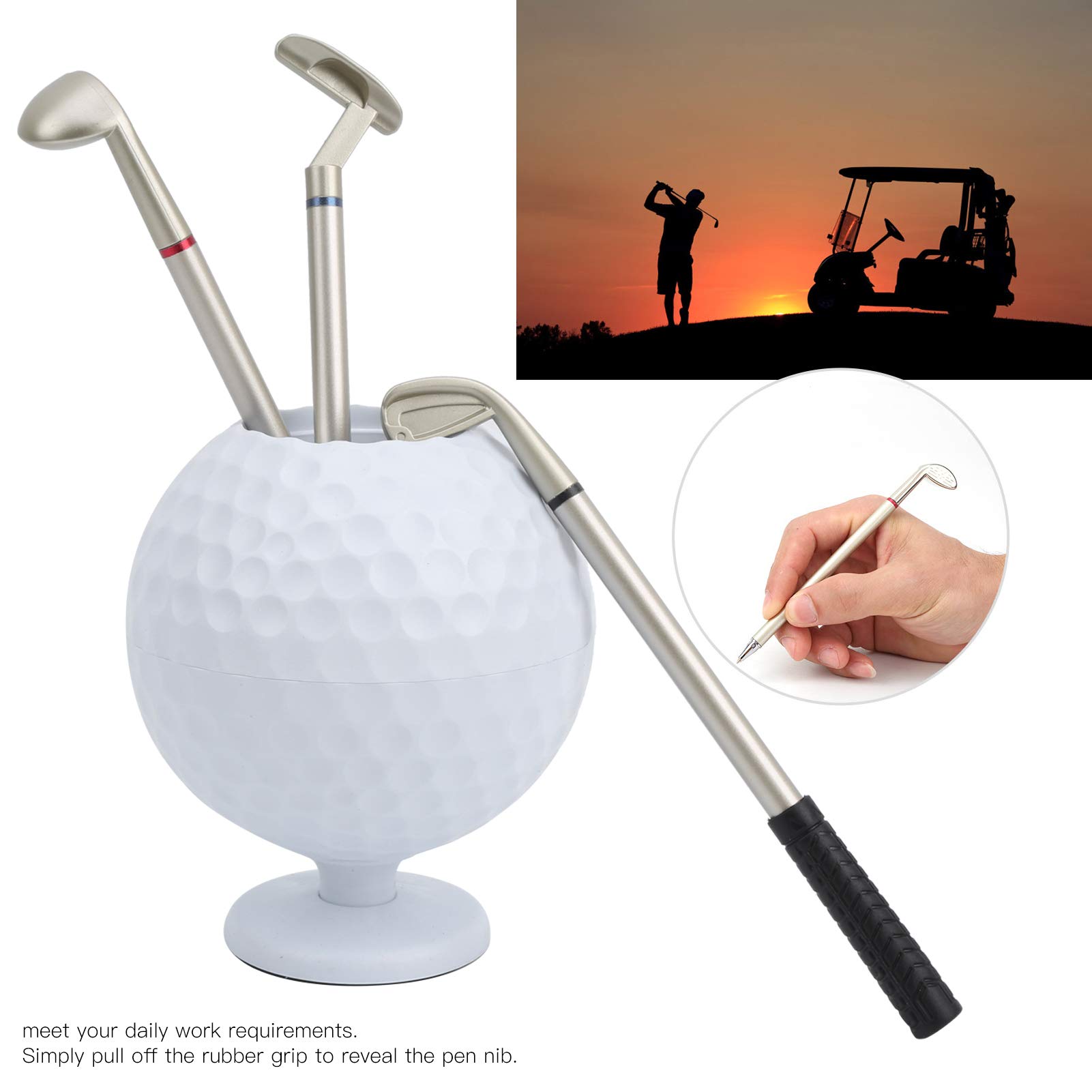 Portapenne da Golf Set 3 Penne a Sfera Decorativo per Ufficio Casa Auto Regalo Uomini