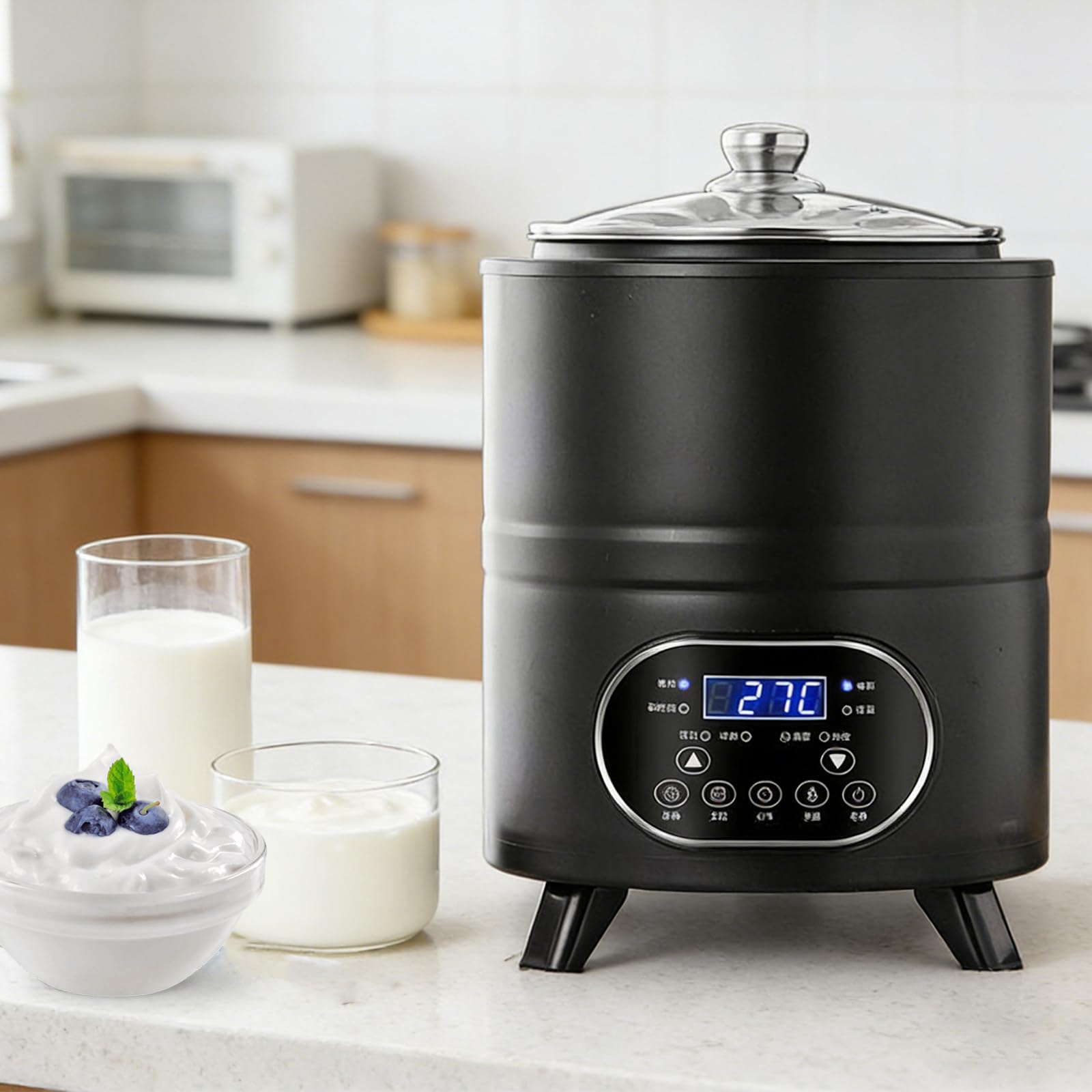 Komercyjna Jogurtownica 8L/12L, Automatyczna Fermentacja Jogurtu 400 W z kontrolą czasu i temperatury, Elektryczny Inkubator do Jogurtu Black-12L