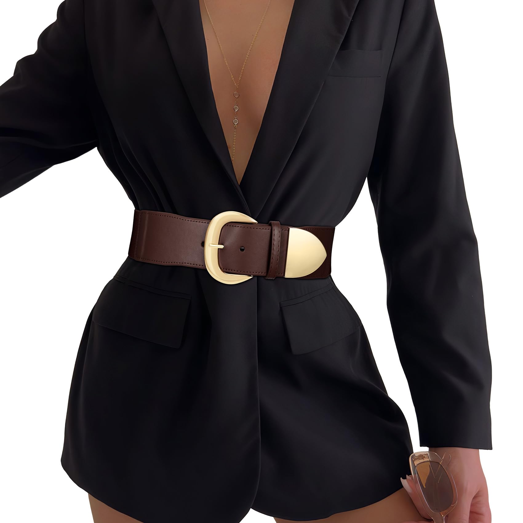 Women Wide Elastic Waist Belt for Dresses Fashion Thick Stretchy Belt for Trendy
