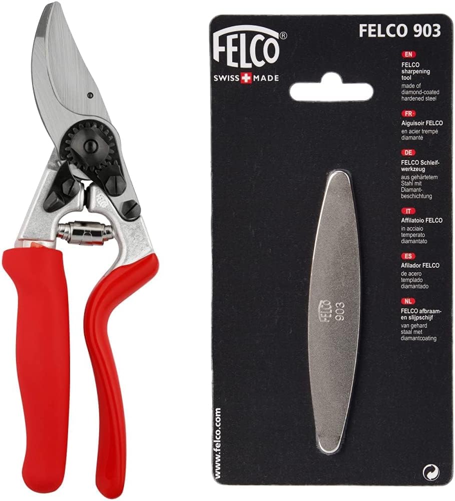 Model 7 Secateurs (Large, Rotating Handle) & Model 903 Sharpener (Diamond Steel)