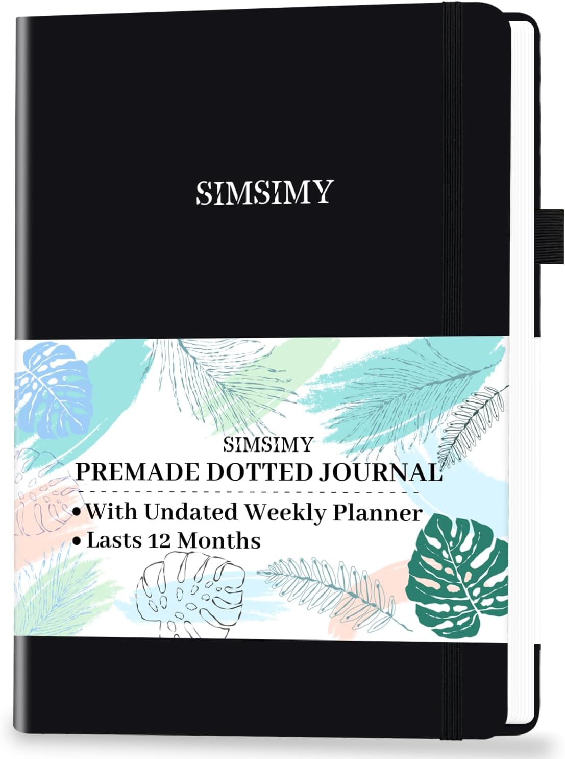 SIMSIMY Premade Bullet Dotted Journal with Undated Weekly Monthly Planner, Pre-made Dot Grid Journaling Aesthetic Notebook for Goals Gratitude Budget Exercise Habits Mood Sleep Tracker - 12 Month