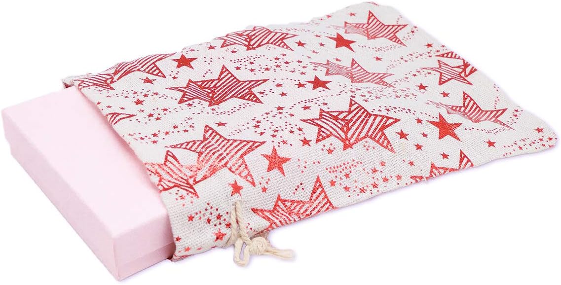 12-Pack 6x8 Reusable Cotton Canvas Muslin Gift Bags w. Drawstrings (Red Stars, Medium) - for Presents, Party Favors, Retail, Samples by TheDisplayGuys image 3