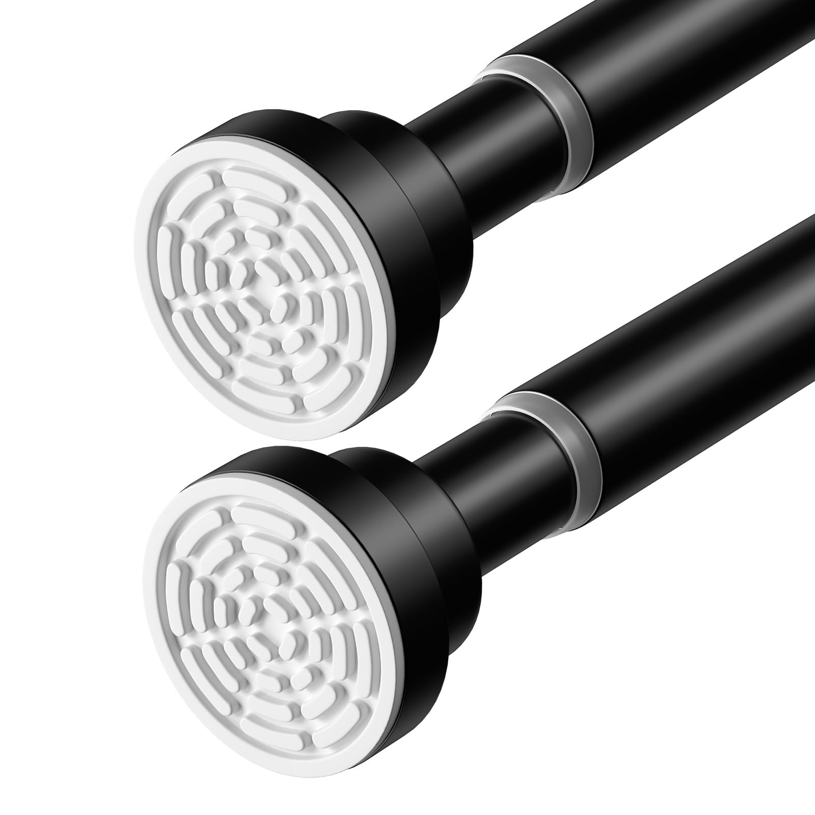 Spring Tension Curtain Rod 31-63Inch 2Pack Black Curtain Rods no Drilling Tension Rod Adjustable Curtain Rods for Windows,Kitchen,Closets,Doorway — image 1