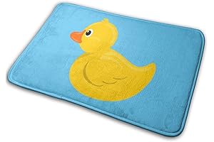 Sunny Delight: Yellow Rubber Duck and Blue Water Bath Mat