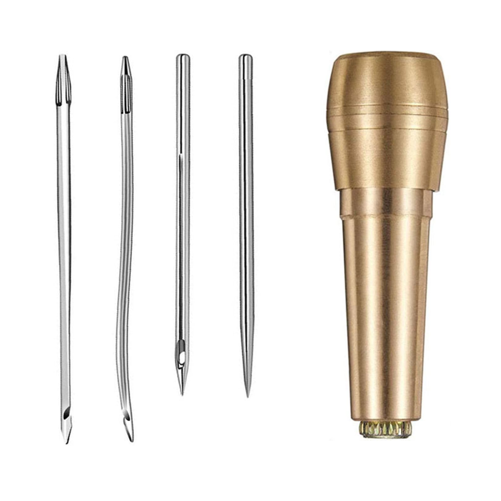 Leder-Nähnadel-Ahle-Werkzeug-Set mit Metallgriff, Canvas-Handwerk, Schuhreparatur, Kupfer