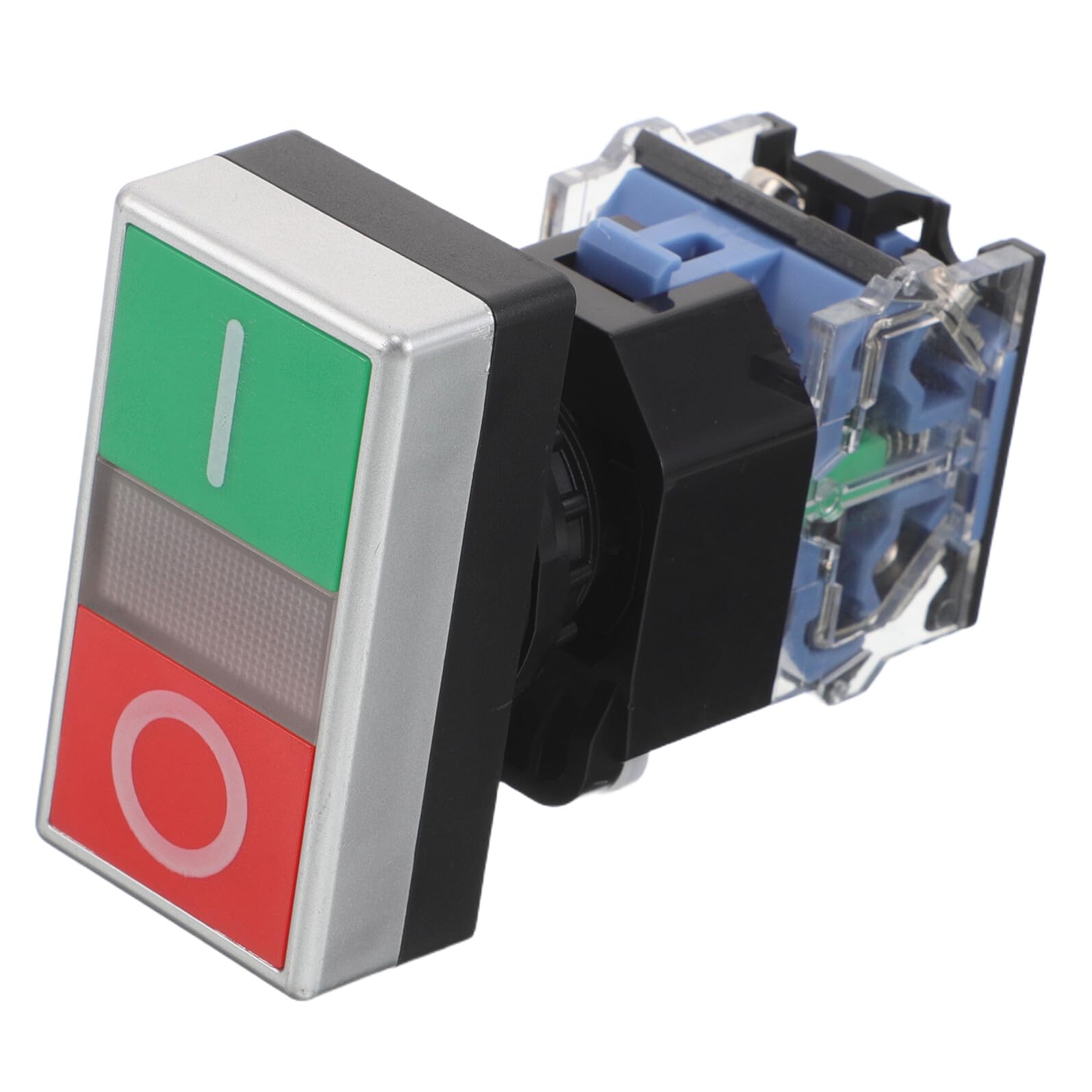 Interruptor pulsador doble circuito de botón plano momentáneo y placa rectangular 8
