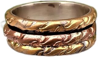 Designer Spinner Ring 925 Sterling Silver Plated Ring Men's & Women Spinner Band Ring Meditation Ring Solid Spinner Wide Band Ring Three Tone Ring Thumb Ring Fidget Ring Spinner Band Anxiety Ring